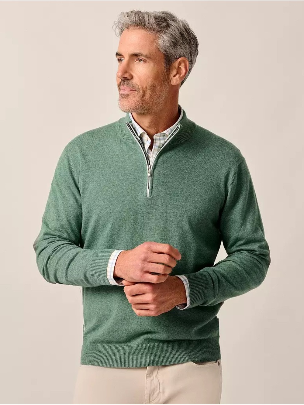 Johnnie-O Desmond Plaited 1/4 Zip Golf Sweater Rover Green Men’s Medium Like New